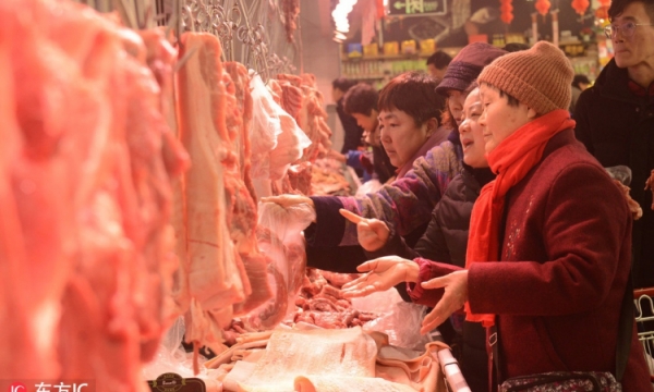 Trung Quốc xuất kho 20.000 tấn thịt heo để bình ổn giá dịp tết